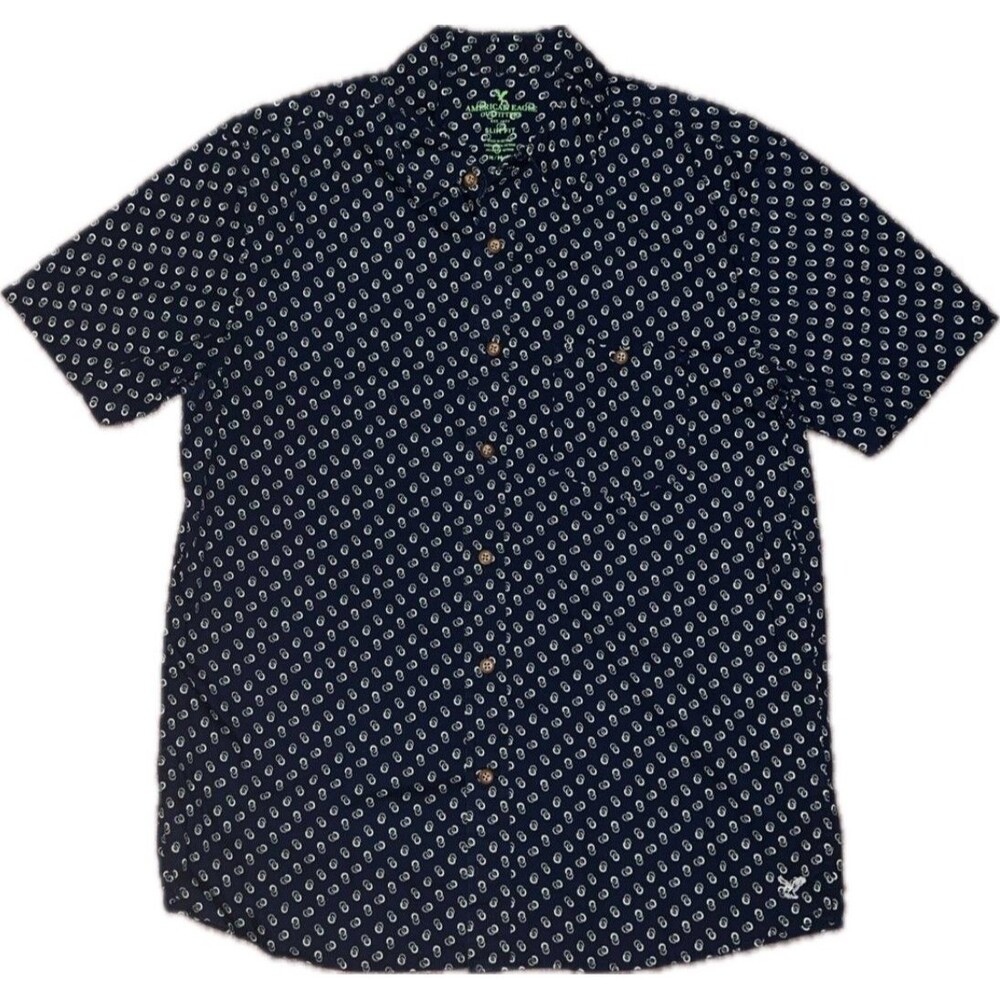 American Eagle Short Sleeve Button Down (Slim Fit) - Men’s Medium